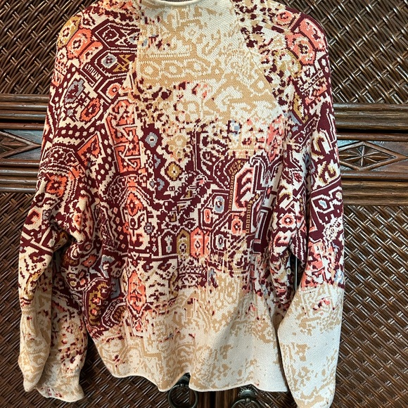 New Anthropologie Mock T neck Sweater in pink combo. - Picture 2 of 7